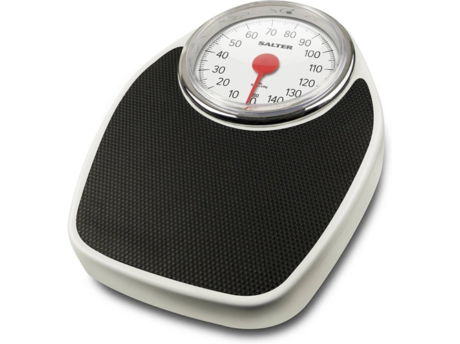 Digital Salter 195 whkr style mecánica de baño – balanza retro blanca y negra visor leer plataforma metal resistente pesa hasta 150 kg sin