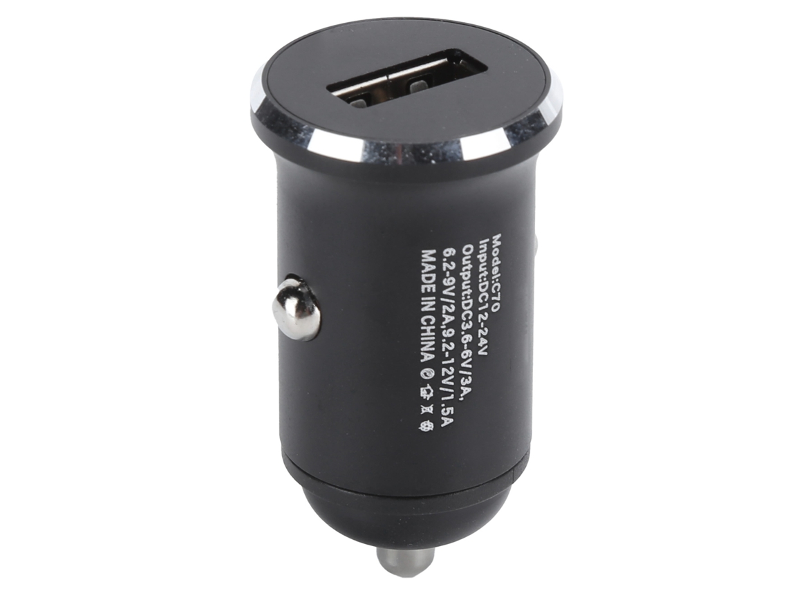 Adaptador De Cargador De Coche Negro De Aleación De Aluminio Lamyoo C70 Mini 18w Qc3.0