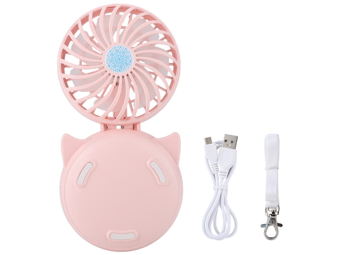 Ventilador portátil pequeño EOOCOO (espejo de belleza LED, USB)