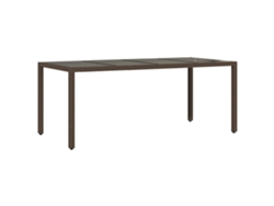 Mesa de jardín superficie de vidrio ratán PE marrón VIDAXL (190x90x75cm)