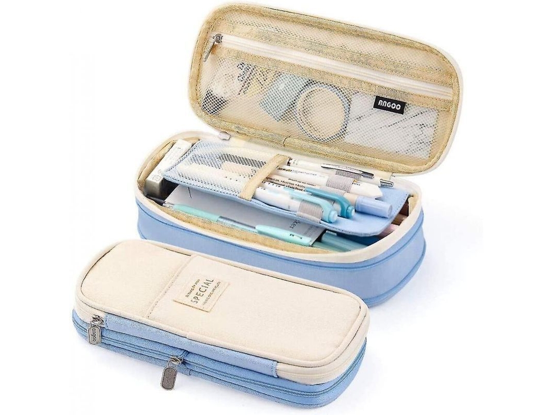 2026-estuche De Lápices Azul Claro 22x10.5cm Con Gran Capacidad Para Estudiantes Y Oficina