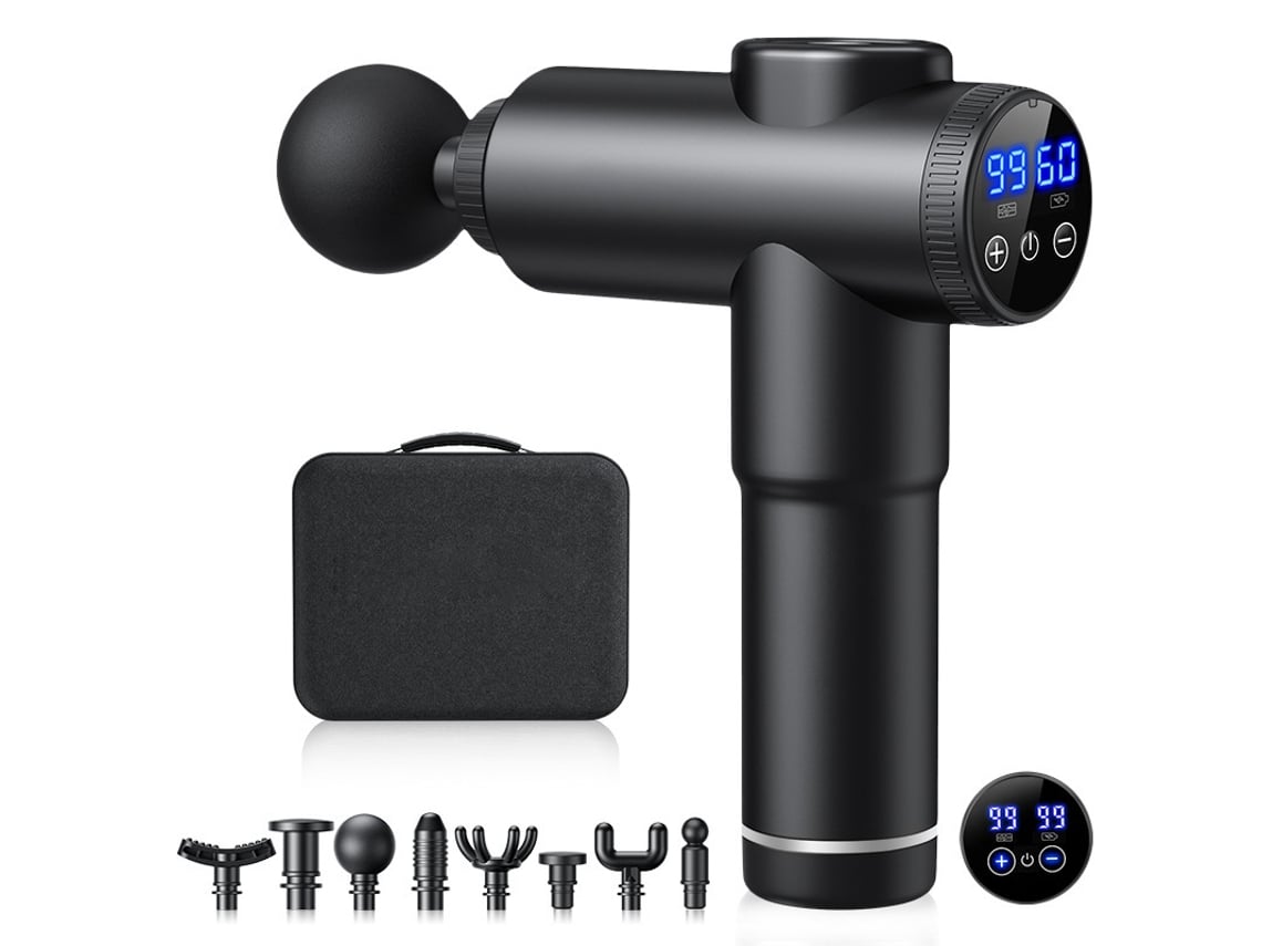 Masajeador Muscular Portátil Y Recargable, 99 Velocidades, 8 Accesorios Y Estuche De Almacenamiento, Compacto, Recargable, Para Uso Diario