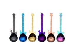 Conjunto de 6 colheres em formato de guitarra, criativas, em aço inoxidável 18/10, para café e chá, multicoloridas (2026).