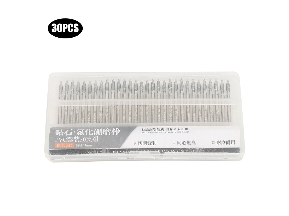 30 Brocas De 3 Mm Y Grano 150 Para Esmeralda, Ideales Para Lijar Y Grabar Jade Y Otras Piedras Con Amoladora Eléctrica.
