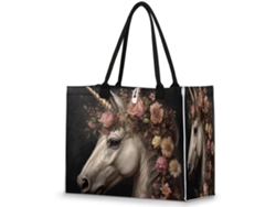 Bolso Hombro Grande Tropicallife Estampado Unicornio Caballo Flor Para Mujeres Niñas Bolso Tote Ir Compras
