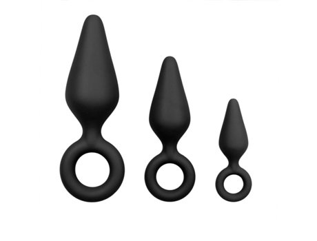 Set de plugs anales negros con anillo de extracción EASYTOYS ANAL COLLECTION