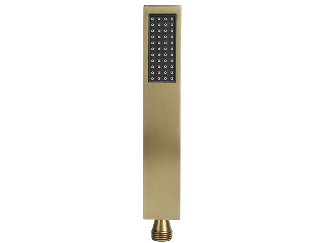 Ducha de mano de cobre G1/2, forma cuadrada plana, oro cepillado