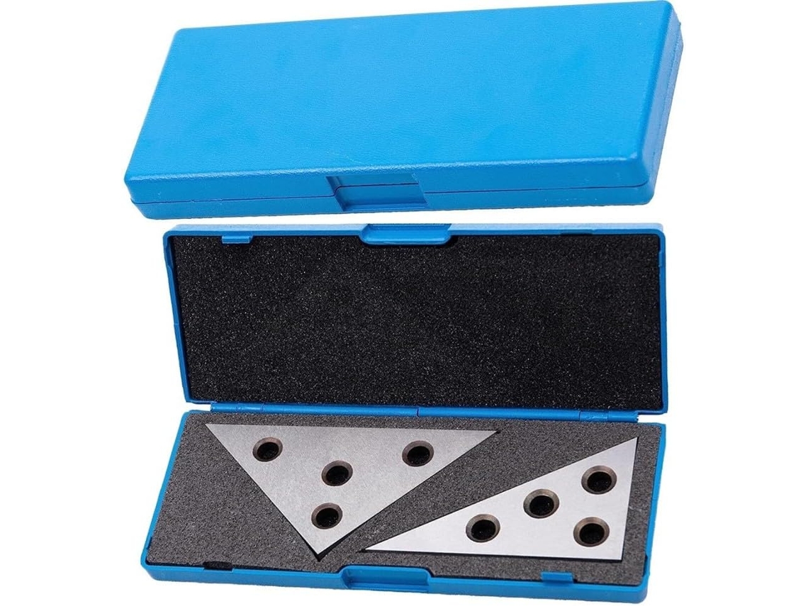 Juego De Bloques De Medición Triangulares De 45/45/90 Y 30/60/90 Grados, Con Regla De Grados.