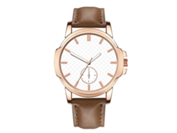 Reloj De Pulsera Analógico De Cuarzo Para Hombre, De Aleación, Estilo Sencillo Y Elegante, Color Marrón Oscuro Y Blanco.
