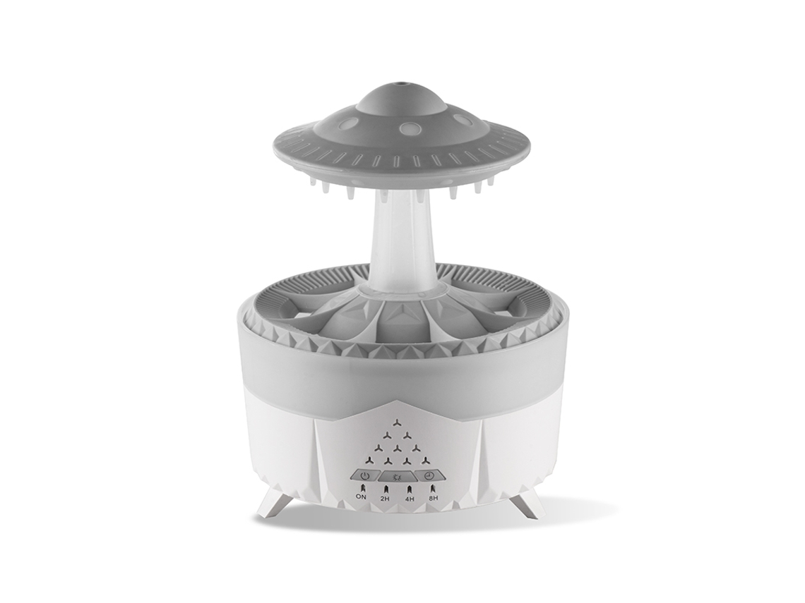 Mini humidificador de aroma de 350 ml, control remoto USB, luces en forma de gota de lluvia MDUG (blanco)