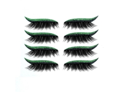 Pestañas Postizas Autoadhesivas Con Sombra De Ojos Y Purpurina Verde, Resistentes Al Agua, Ideales Para Fiestas.