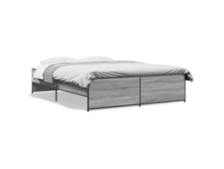 Maison Exclusive - Estructura Cama Madera Ingeniería Metal Gris Sonoma 160x200 Cm