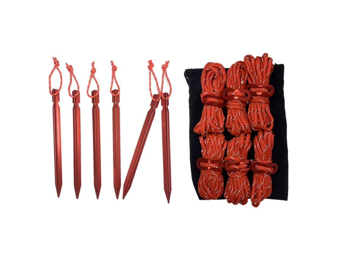 Kit De Cuerda Reflectante Para Tienda De Campaña Con Estacas Y Bolsa De Almacenamiento De 4 M Para Acampada Al Aire Libre - Rojo