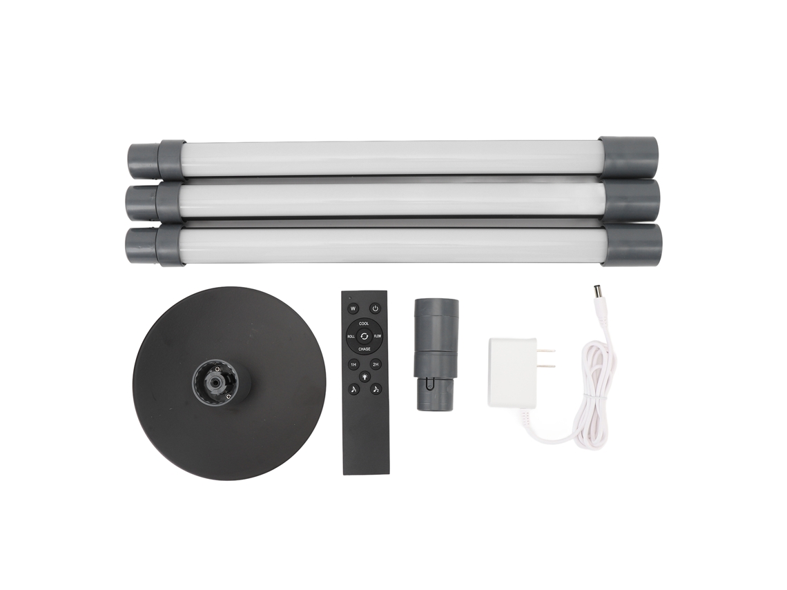 Lámpara De Pie Led Rgb Con Foco, Rotación De 360 Grados, Control Remoto Por Aplicación Y 3 Tubos De Aluminio Extraíbles.