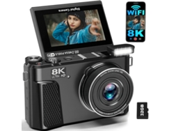 Cámara Digital 8k Para Fotografía, Cámara De Vlogs Wifi De 88 Mp Para Youtube Con Zoom Digital De 18x (negra)