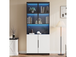 Vitrina Expositora De 80x30x200cm Con Cristal, Led Y Divisor Ajustable, Capacidad De 30 Kg.