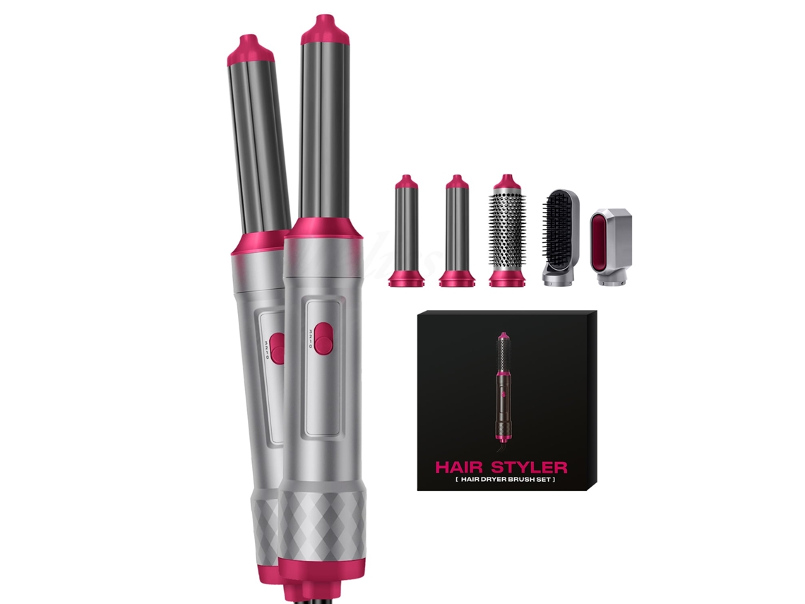 Secador de pelo con cepillo de aire caliente 5 en 1, 1000 W, gris, Chaberlu
