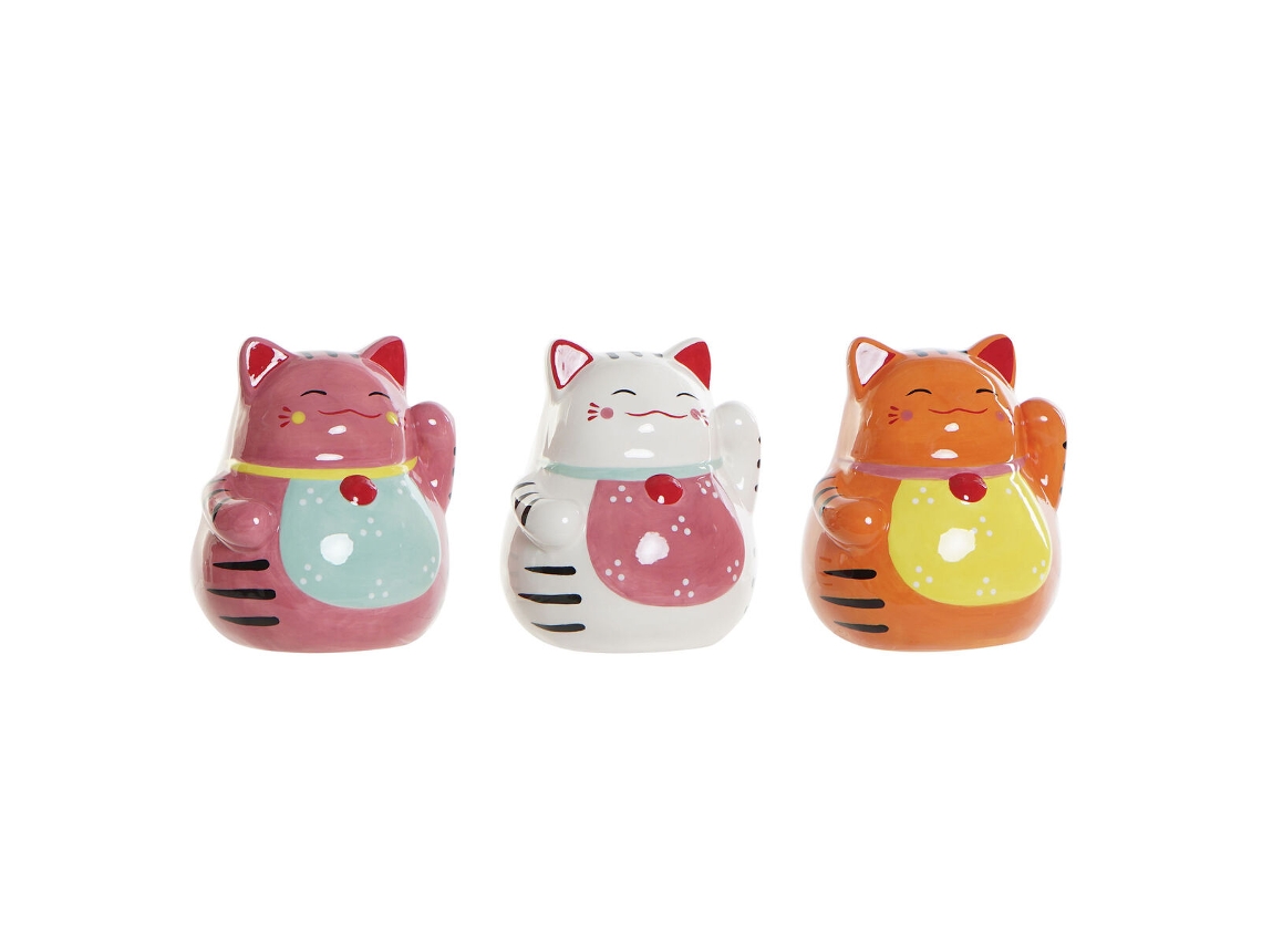 Hucha DKD Home Decor Gato (12 x 12 x 14 cm) (3 Unidades)