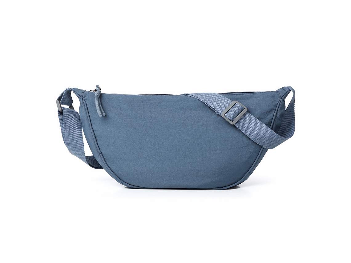 (Bolso pequeño de mezclilla azul) Bolso de hombro plisado en tela lavada, sencillo y ligero, con cordón ajustable.