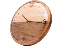 Reloj De Pared Con Cristal Abovedado (30 Cm) - Marco De Pino Con Esfera De Madera - Mecanismo Silencioso