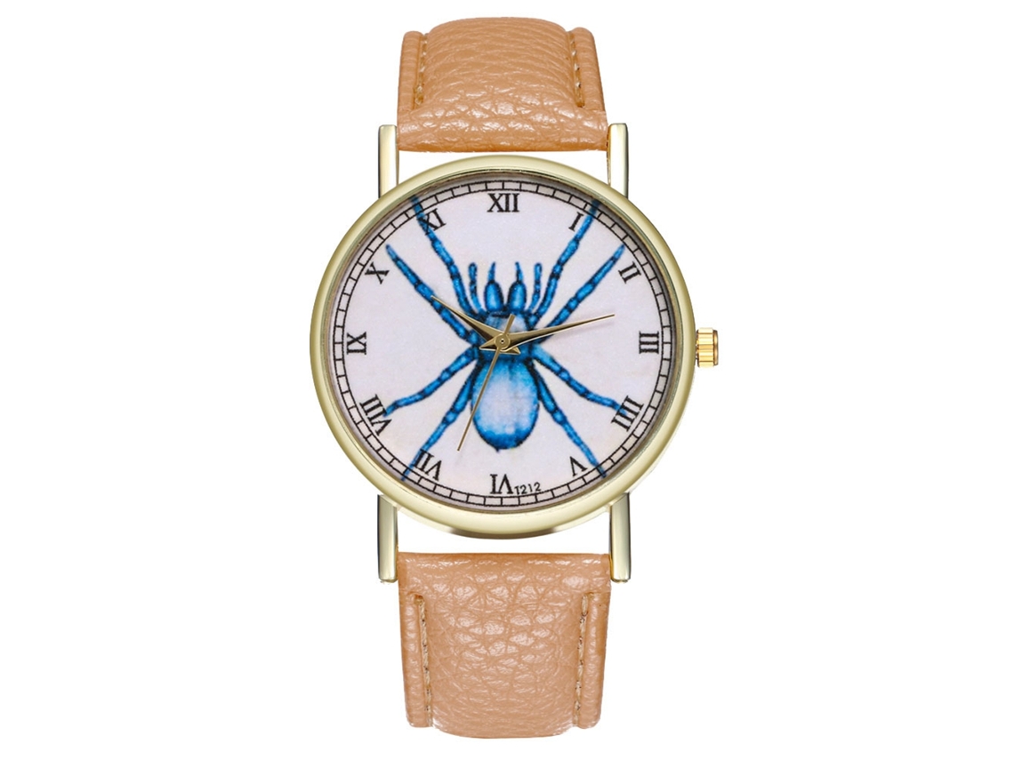 Reloj De Cuarzo Unisex Casual Con Patrón De Insectos Fashion, Regalo (beige)