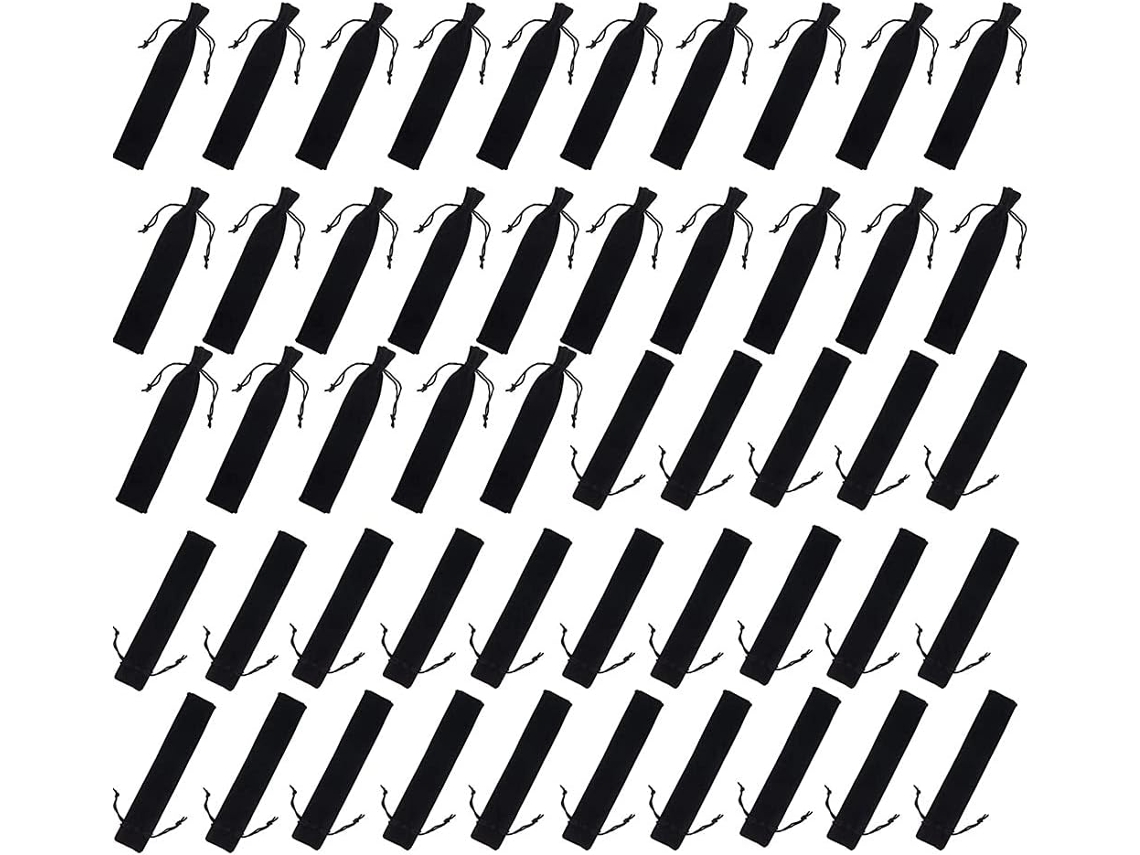 Moonsun Paquete De 100 Bolsillos De Terciopelo Negro Con Cordón Ajustable Para La Escuela, La Oficina, Etc.