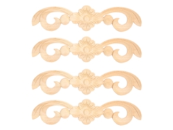 Juego de 4 apliques florales de madera, 25 x 6 cm, decorativos para el hogar y los muebles.