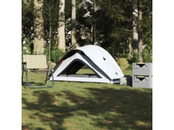 Tienda de campaña individual para acampar, de tela opaca e impermeable, blanca.