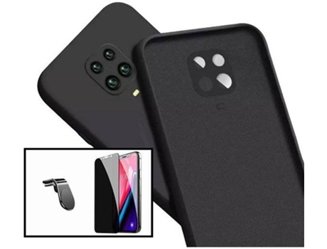 Kit Protector de Cristal 5D Anti-Spy, Funda Silicona Liquida y Soporte Magnético L Safe Driving Xiaomi Redmi Note 10 Lite PHONECARE Negro