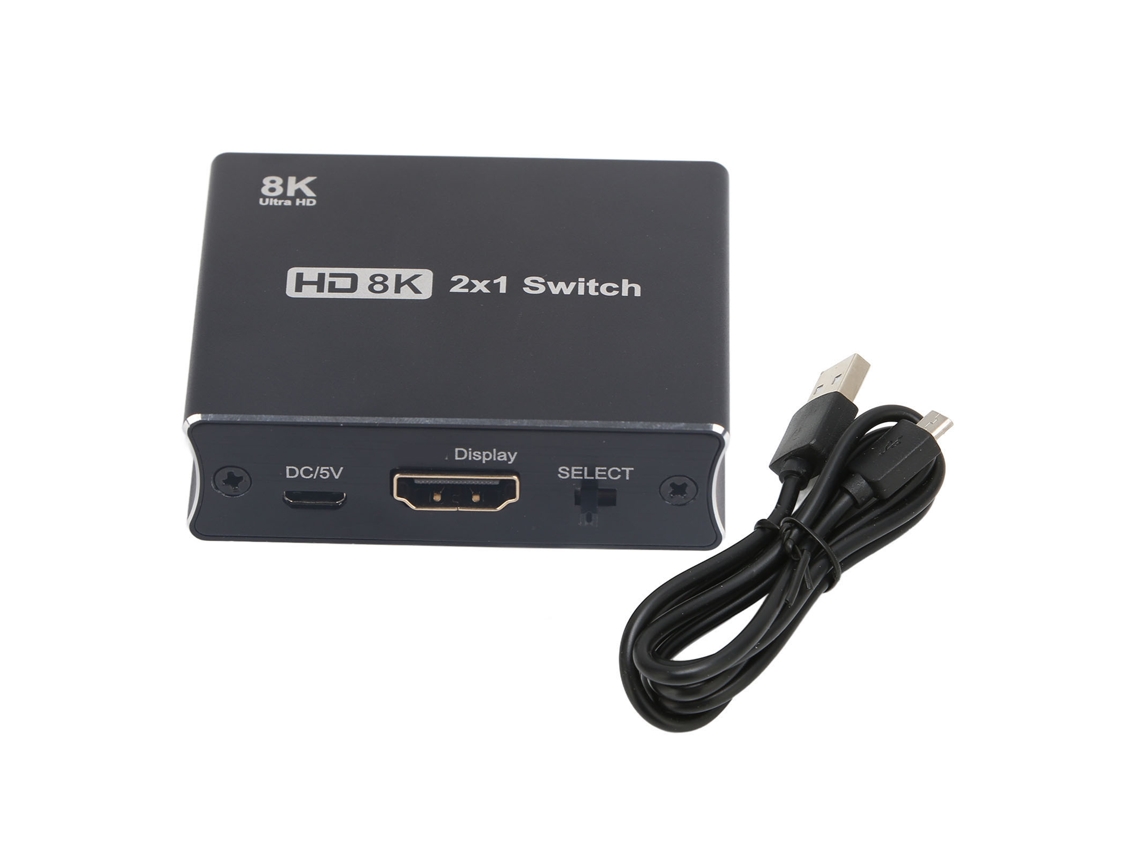 Conmutador De Interfaz Multimedia Hd 2x1 De 48 Gbps 8k 60 Hz Para Hdtv, Proyector Y Ordenador.