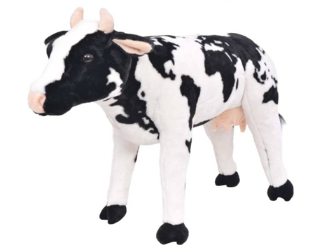 vidaXL Vaca de peluche de pie negra y blanca XXL