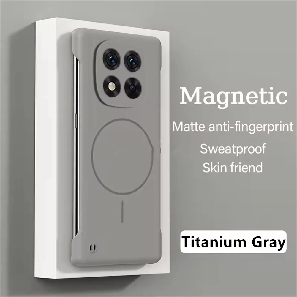 (gris Titanio, Redmi Note 14 5g (global)) Funda Magnética Sin Marco Con Bobina Fina, Funda Protectora Ultradelgada Y Respetuosa Con La Piel.
