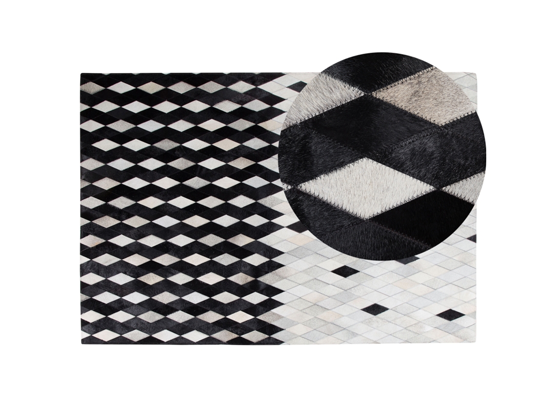 Alfombra BELIANI Maldan de Piel de vaca Negro 140x200