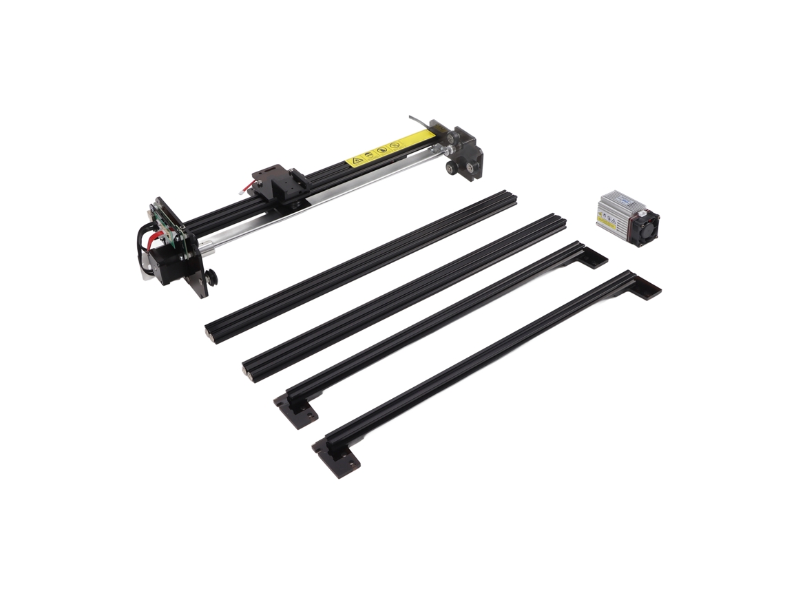 Grabador láser de 400 x 410 mm, control por app, fácil montaje, alta precisión para metal, madera y cuero, luz dorada.