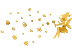 Juego De 3 Pegatinas De Pared Con Espejo Y Diseño De Hadas Soplando Estrellas