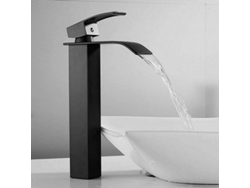 Grifo monomando monomando de un solo orificio y alto caudal con efecto cascada para agua fría y caliente, fabricado en latón.