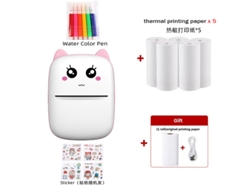Impresora Térmica Inalámbrica De 203 Dpi. Impresión Sin Tinta Con Papel De Impresión, Bolígrafo De Acuarela Y Pegatinas Para Ios Y Android, Color Rosa. GERTIZ