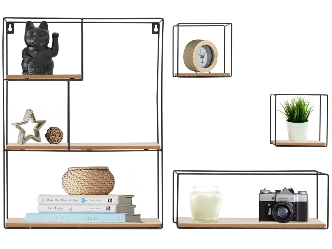 Juego De 4 Estantes De Pared Metálicos Estilo Industrial Loft 391883