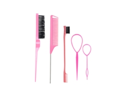 Tommy01 Juego de 5 herramientas para peinar el cabello, rosa, plástico