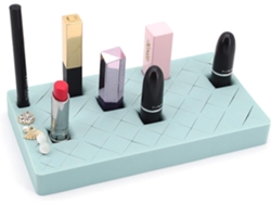 Expositor de maquillaje con compartimentos ajustables, organizador de escritorio con material de silicona antideslizante para soluciones de maquillaje versátiles.