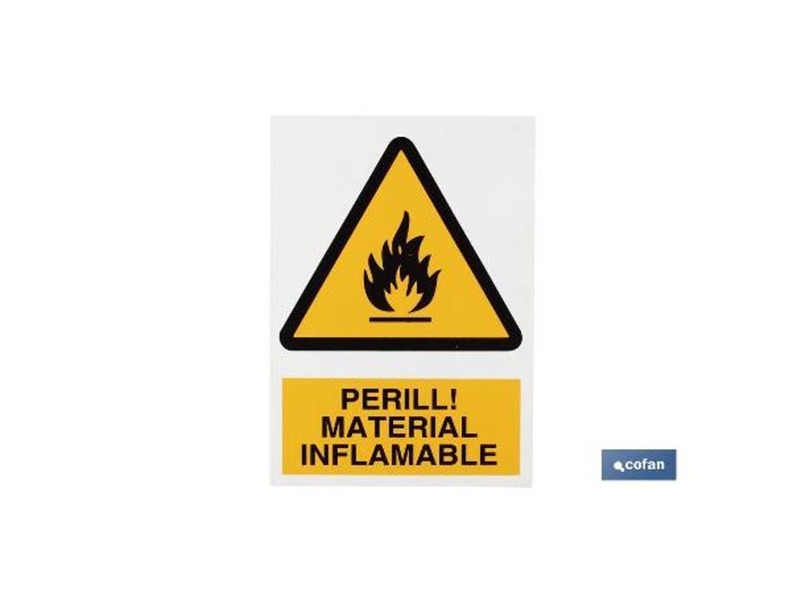 Señal poliestireno 297x210 mm perill material inflamable