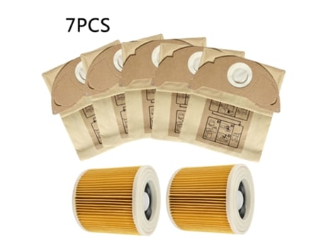 Kit de bolsa de filtro para polvo de 7 piezas para Karcher Wd2250 A2004 A2054 Mv2 Mv3 Wd3 aspiradora limpiadora limpiamoquetas de repuesto para lim...
