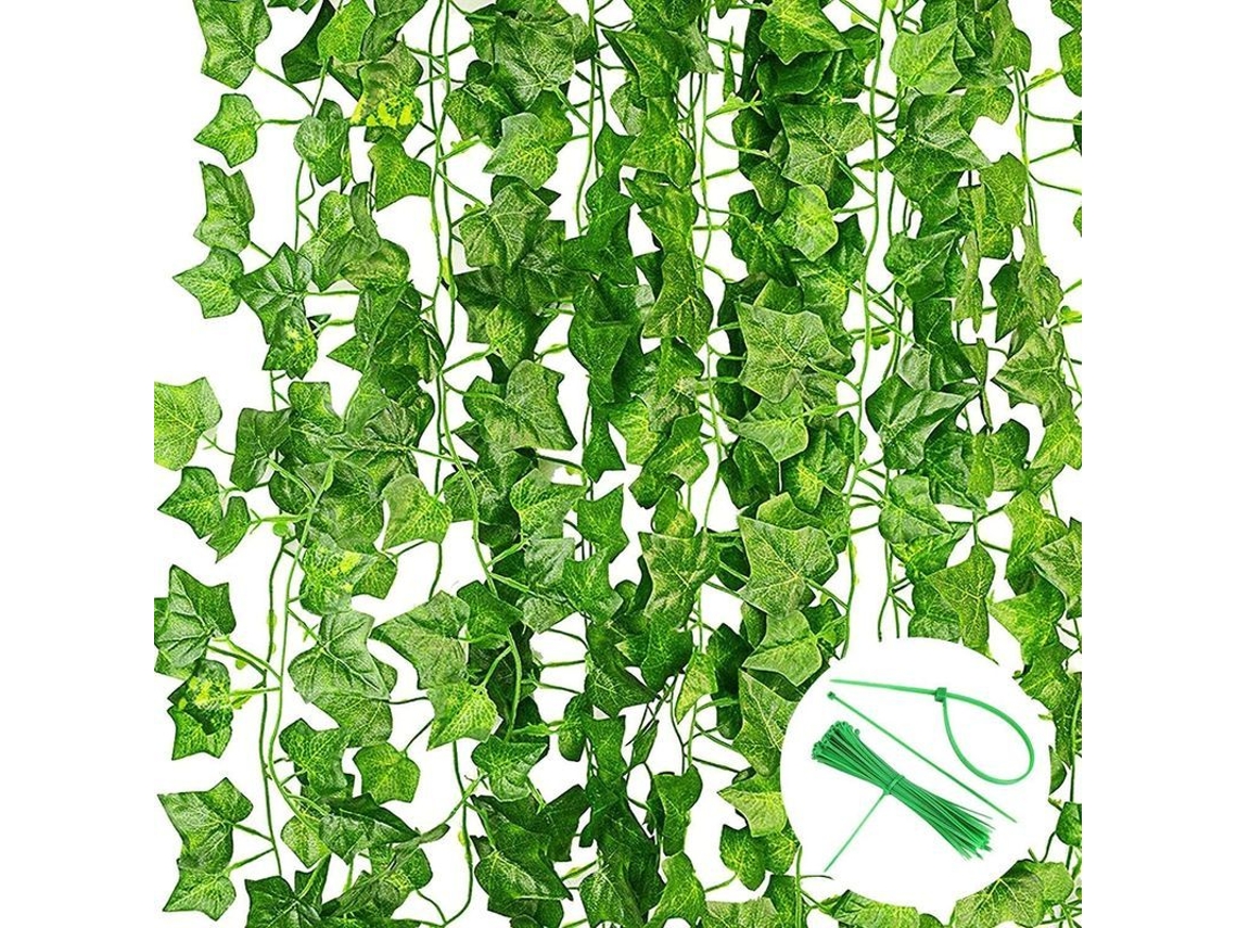 Guirnaldas De Hiedra Artificial, 12 Piezas Con 40 Cordones De Fijación, 2,2 M, Para Decoración De Bodas En Interiores Y Exteriores.