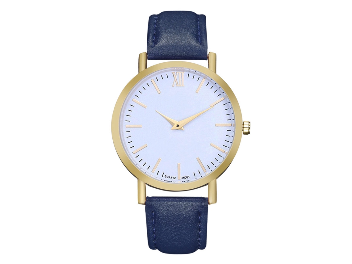 Reloj De Pulsera De Cuarzo Para Mujer Y Hombre Con Correa De Pu Moda Simple Zhoulianfa Azul