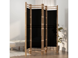 Biombo Plegable De 4 Paneles Bambú Y Lona 160 Cm