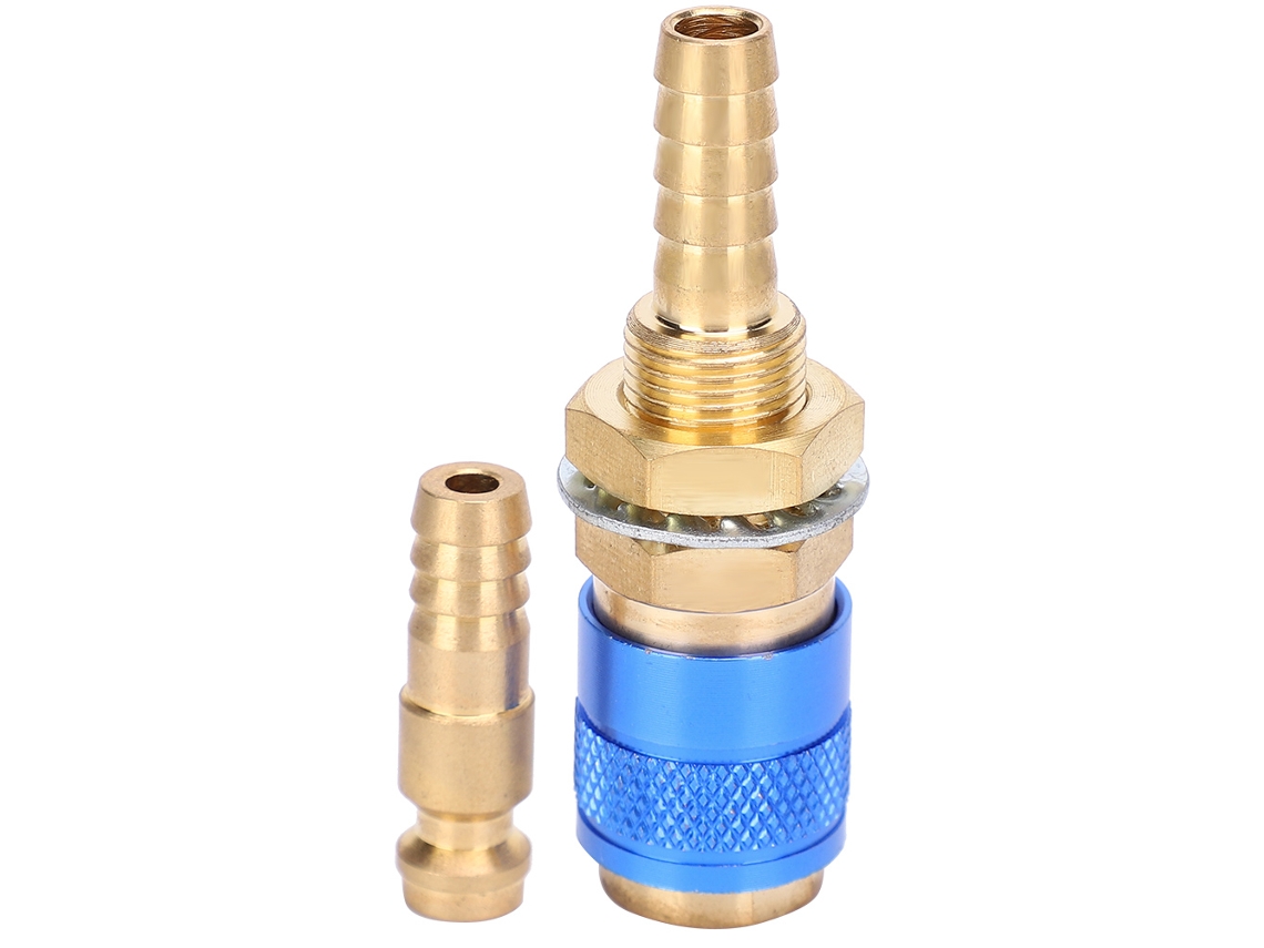 Adaptador de conexión rápida para agua y gas para antorcha de soldadura MIG/TIG refrigerada por agua de 8 mm (azul)