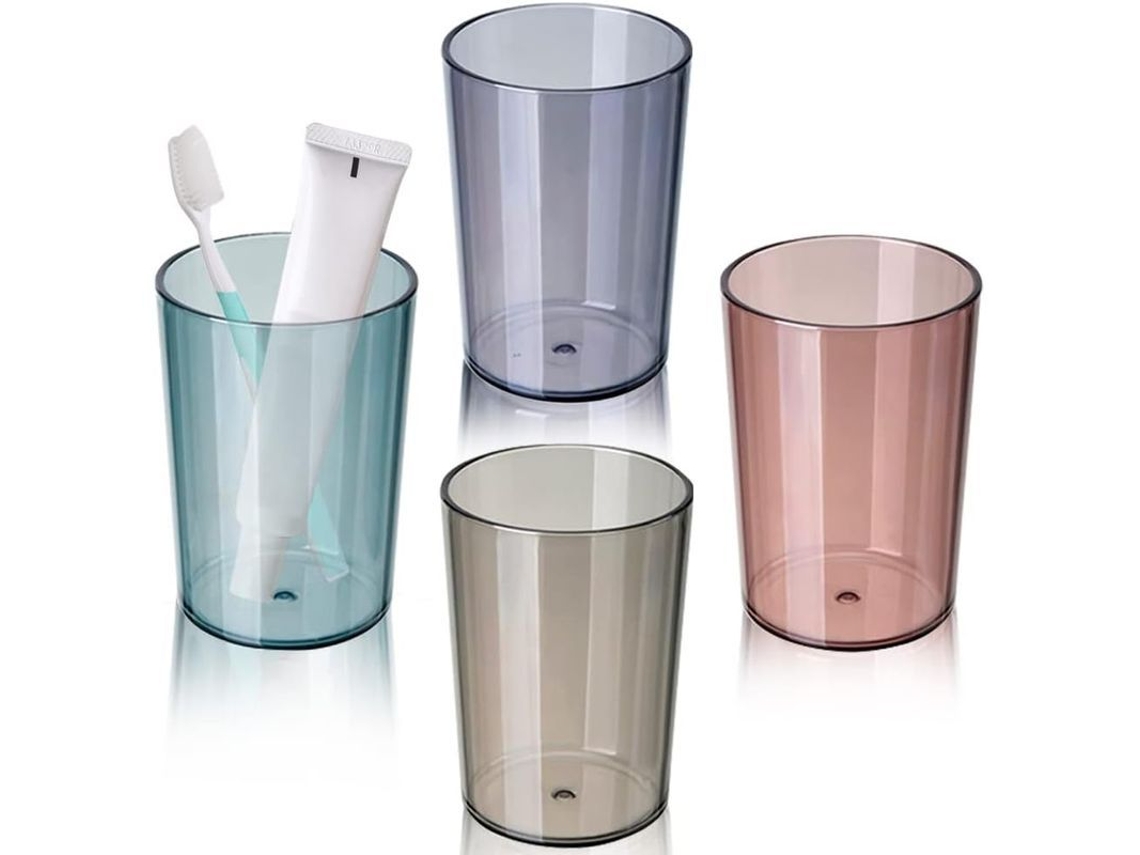 Linjou Juego De 4 Vasos Para Cepillos De Dientes, Vaso De Plástico Portátil Y Multifuncional Para El Baño.