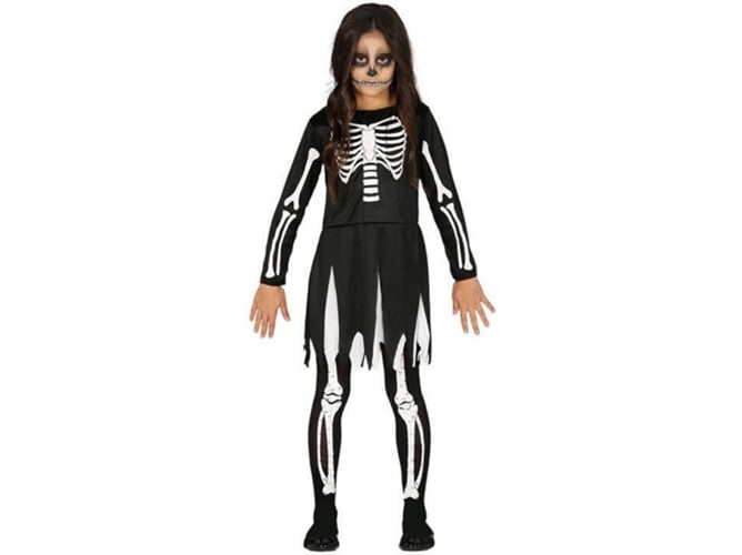 Disfraz de Niña DISFRAZZES Esqueleto Negro (Talla: 10 a 12 años)