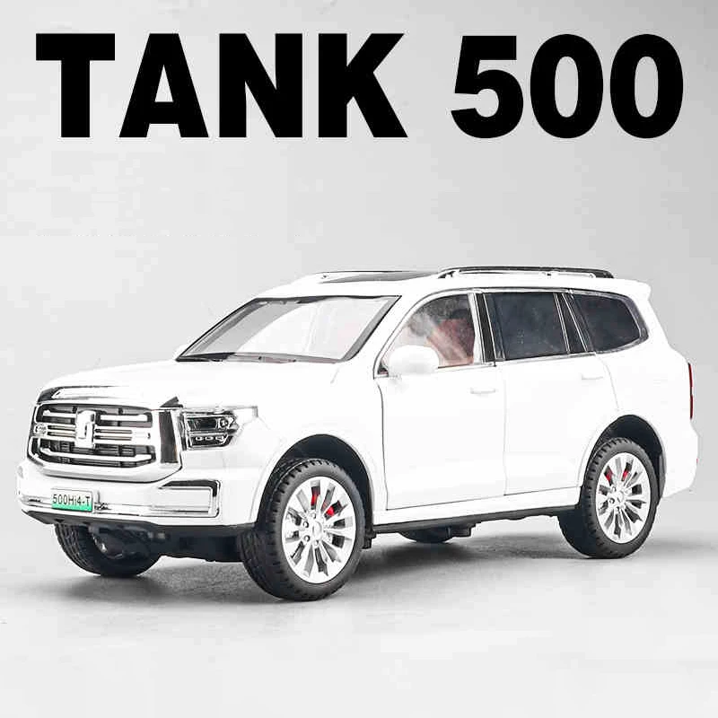 (blanco) Modelo De Coche De Juguete Todoterreno A Escala 1:24, Fabricado En Metal Fundido A Presión, Con Efectos De Sonido Y Luz.