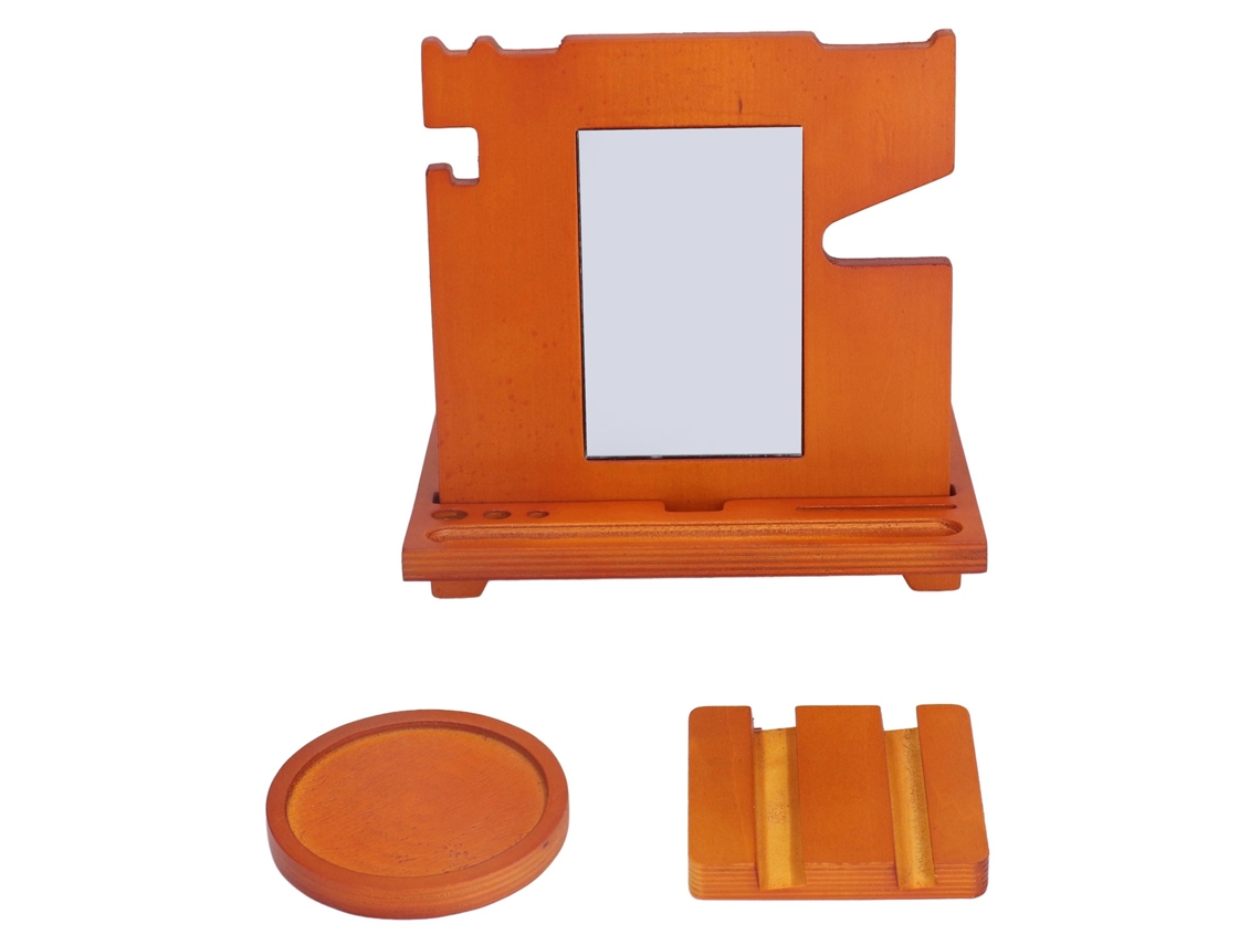 Soporte De Mesa Multifuncional De Bambú Para Teléfono Móvil, Reloj, Gafas Y Llaves - Organizador De Oficina
